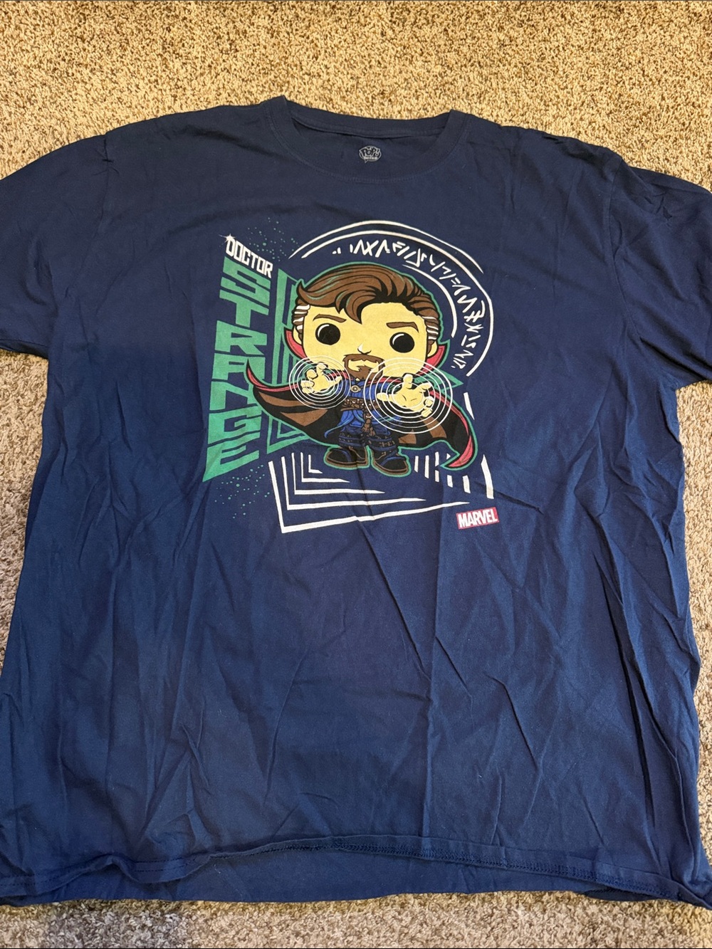 Funko Navy Blue Doctor Strange Graphic Tee with Green Accents